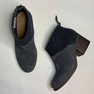 TOMS Lacy Women's Forged Iron Grey Suede Wool Felt Mix Boot Ankle Bootie SZ 7.5